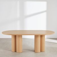 mesa de comedor ovalada de chapa de roble claro 200 cm