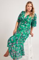 yours london vestido midi verde estampado de flores mujer curvy y tallas grandes yours london