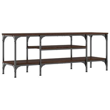 Mueble Tv Madera Ingeniería Y Hierro Marrón Roble 121x35x45 Cm Vidaxl