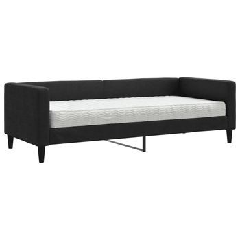 Sofá Cama | Cama Para Adulto | Sofá Convertible Con Colchón Tela Negro 80x200 Cm