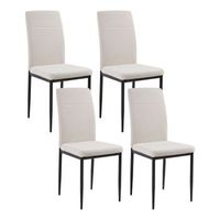 conjunto de 4 sillas de comedor de tela tapiceria de poliester patas de hierro negras sin reposabrazos beige claro riner