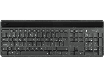 Teclado inalámbrico - Targus AKB868ES, EcoSmart Solar Keyboard, Antimicrobiano, Bluetooth, Full Size, USB-C, Negro