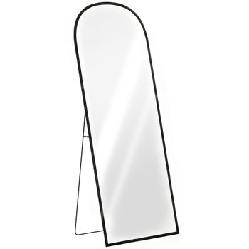 HOMCOM Espejo de Pie Cuerpo Entero de Aleación de Aluminio Espejo de Pared con 2 Formas de Uso Rectangular 60x1,5x165 cm Negro