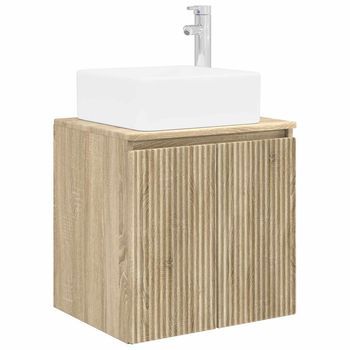 Vanidad Con Lavabo De Pared Roble Sonoma 49,5 X 41 X 63 Cm Vidaxl