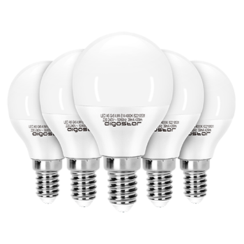 Aigostar Bombilla LED E14,4.9W Equivalente a 37W,Luz Cálida 4000K,420 Lúmen,Bombillas Casquillo Fino,Ahorro de Energía,No Regulable,G45,Pack De 5
