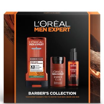 L'Oréal Paris Men Expert Barber's Collection Gift Set: Shower Gel, Moisturiser and Beard Oil Complete Barber Club Trio