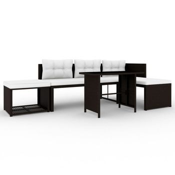 Conjunto De Muebles De Jardín 4 Uds | Mesa Y Sillas Ratán Sintético Marrón