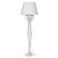 lampara de pie circeo 60x180 cm estructura de hierro blanco con pantalla marfil diseno vintage moderno con interruptor de pie made in italy