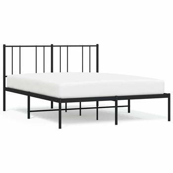Estructura Cama Sin Colchón Con Cabecero Metal Negro 150x200 Cm Vidaxl