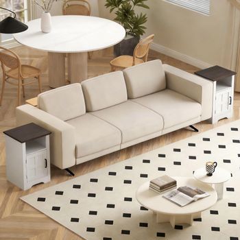 2 Mesas Auxiliares De Mdf Homcom 40x35x60 Cm Blanco Y Marrón