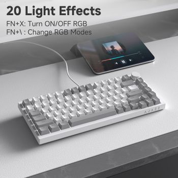 Teclado Mecánico con Cable AJAZZ AK820 75%: Intercambiable en Caliente, Retroiluminación RGB, Control con Perilla |   Para Oficina y Juegos