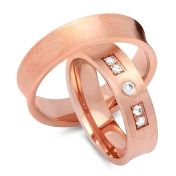 Alianzas 14 quilates oro rosa 5 diamantes