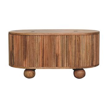 Mesa De Centro De Madera Maciza, Muebles Artesanales, Tapa De Bola De Soba, Color Castaño.