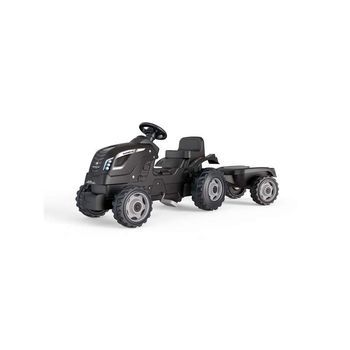 Tractor Infantil Con Pedales Farmer Xl Negro Muy Resistente Con Remolque Smoby