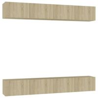 juego de 4 uds muebles tv  mueble de salon  armario tv roble sonoma 100x30x30 cm