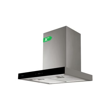 Campana Extractora Cloen AERA 60 cm, Tipo T, Clase A++, 3 Velocidades + Booster, 496 m³/h, Filtros Metálicos Lavables, LED, 65 dB, Gris con Frontal Negro