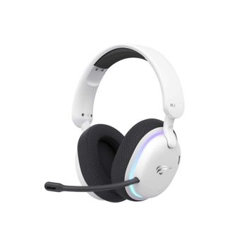 Auriculares Havit Fuxi-H7 inalámbricos y con cable Bluetooth para gaming con cancelación de ruido, micrófono extraíble, retroiluminación, negro y blanco