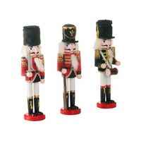 conjunto de 3 figuritas decorativas de cascanueces de madera de pino con boca que se abre hecha a mano rojo lagan