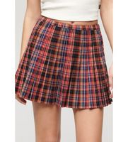 superdry para mujer w7210332a minifalda a cuadros de talle medio rojo xs casual poliester