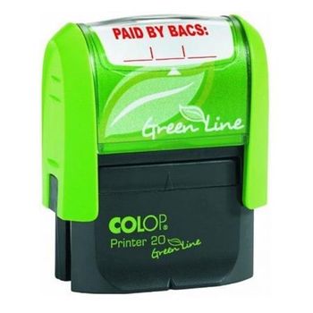 Colop Word Stamp Green Line Paid By Bacs