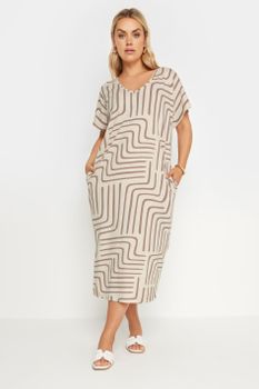 Yours Bata Beige Estampada De Líneas, Mujer Curvy Y Tallas Grandes, Yours