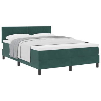 Cama Tipo Box Spring Verde Oscuro 160 X 200 Cm Terciopelo Vidaxl