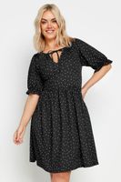 yours vestido corto negro de pequenos lunares mujer curvy y tallas grandes yours