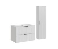 conjunto mueble con lavabo individual encastrable 80cm y columna adriel blanco