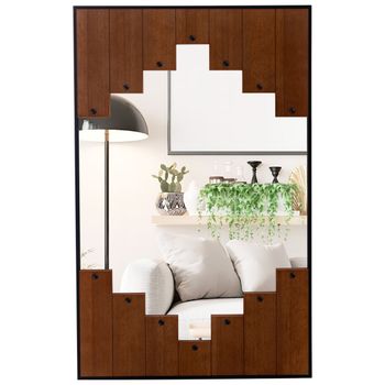 Costway Espejo de Pared Rectangular con Marco en Forma de Llave de Piano Gancho Bidireccional para Sala de Estar Dormitorio 95 x 60 cm Negro