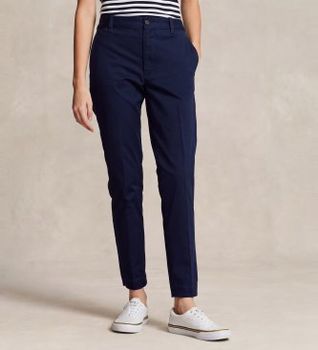 Polo Ralph Lauren para mujer. 211890343003 Pantalón Slim Fit Twill marino (40), Casual, Algodón, Clásico