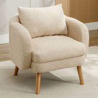 sillon de terciopelo teddy con cojin acolchado patas de madera maciza diseno moderno y sobrio