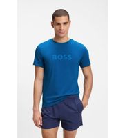 boss para hombre 50491706 camiseta en punto de algodon con logo estampado azul l casual manga corta