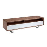 mueble tv madera blanco nogal y acero cromado angel cerda 3046 150x40x40