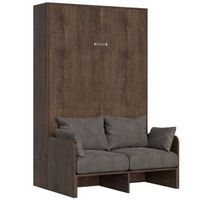 cama abatible vertical en nogal con sofa de tela bounto cm - 32 colores de tela-color microfibra 41-ropa de cama 140x190 cm