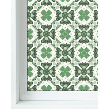 Panorama Vinilo Ventanas Verde 73x300cm Hidráulico Oriental Mosaico