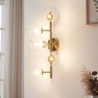 lampara de pared makkor 5 pantallas de cristal g9 metal 62x35x24 cm - dorado luxpro