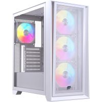 torre einarex pulse p600 rgb white atx panel vidriomalla 3x ventilador 120mm
