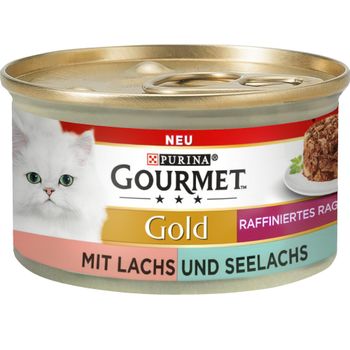 Gourmet Gold Ragú Refinado 48 x 85 g - Pack Ahorro - Duo Salmón y abadejo