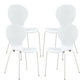 Conjunto De 4 Sillas De Comedor Etne - Blanco [en.casa]