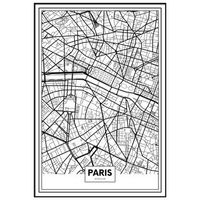 panorama cuadro metacrilato enmarcado mapa de ciudad paris 70x100 cm