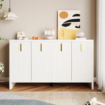 Aparador - Mueble De Salón - Tablero De Partículas - Blanco (140x38x80cm)