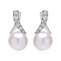 pendientes de oro blanco 14 quilates con perlas y diamantes