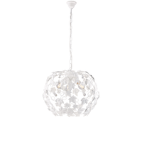 edera - lampara de arana de hierro lacado en blanco con decoracion lampara shabby chic con pedreria de cristal 3 luces 105 cm o50 cm bl50-3-bco