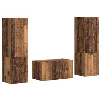 Conjunto De Mueble De Tv 5 Uds | Mueble De Salón | Gabinete De Tv Madera Envejecida