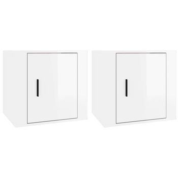 Pack 2 Uds Mesitas De Noche | Mesa Auxiliar | Mesilla Blanco Brillante 50x39x47 Cm