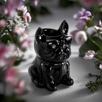 Quemador de perfume boubou de cerámica lacada negra - h15,5cm