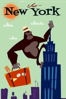 Cuadro de king kong impresión sobre lienzo 30x45cm