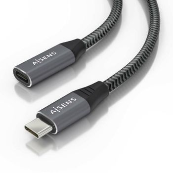 Cable USB Aisens A107-0761 USB-C Macho a Hembra 1.5m 20Gbps 100W 8K Gris