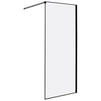 mampara de ducha bano de vidrio templado sin puerta negro 80 x 190 cm waspam
