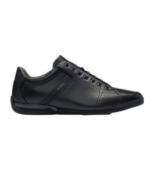 BOSS para hombre. 50498282 Zapatillas de piel Saturn negro (43), Plano, Cordones, Casual